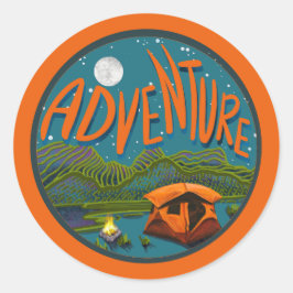 Adesivo Redondo Vinheta de Campanha Adventure