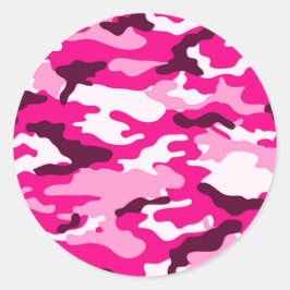 Adesivo Redondo Vinheta de camuflagem rosa