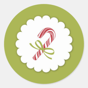 Adesivo Redondo Vinheta de Canas de Natal