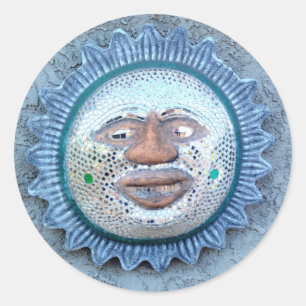 Adesivo Redondo vinheta de cara-sol engraçada