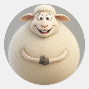 Adesivo Redondo Vinheta de Cartoon Fluffy