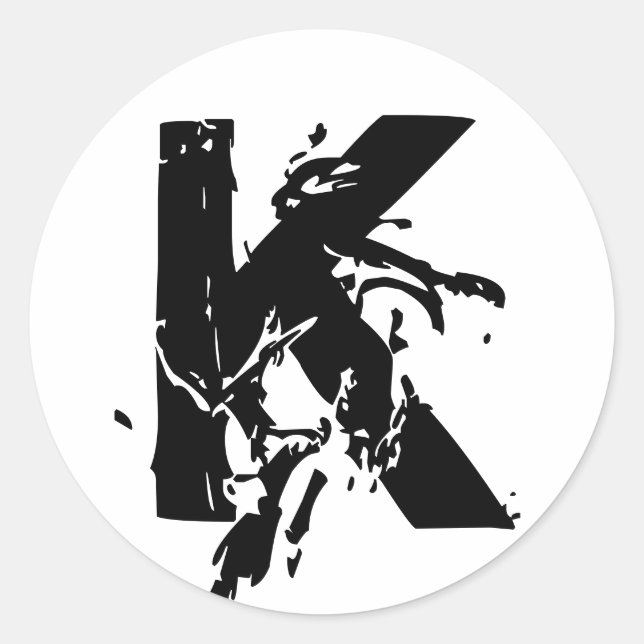 Adesivo Redondo Vinheta de Casal Monograma K (Frente)