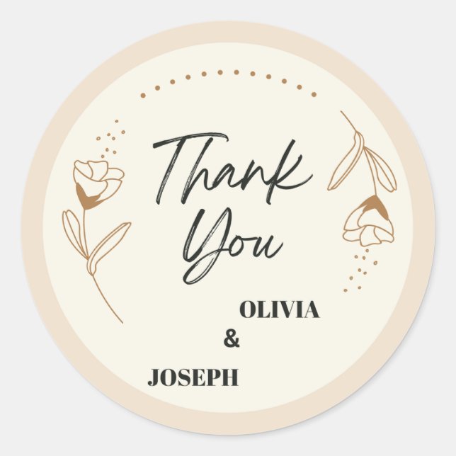 Adesivo Redondo Vinheta de casamento (Frente)