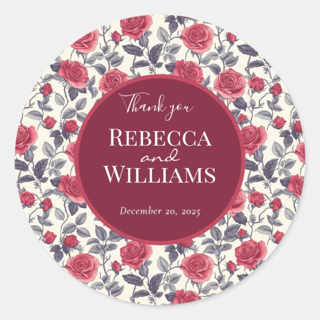 Adesivo Redondo Vinheta de Casamento Bonito (Frente)