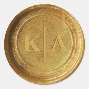 Adesivo Redondo Vinheta de Casamento com Cascas de Cera Dourada do