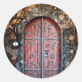 Adesivo Redondo Vinheta de Casamento com Porta Steampunk Pocket Wa