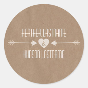 Adesivo Redondo Vinheta de Casamento com Setas Brancas Inspiradas 