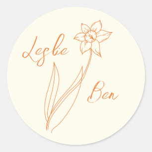 Adesivo Redondo Vinheta de Casamento Daffodil