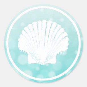 Adesivo Redondo Vinheta de casamento das Iniciais Brancas e Teais