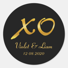 Adesivo Redondo Vinheta de Casamento de Abraços e Beijos