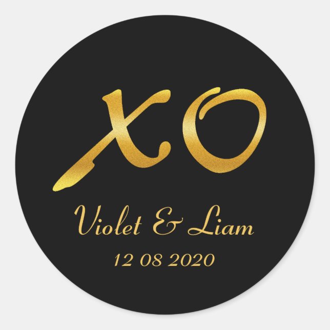 Adesivo Redondo Vinheta de Casamento de Abraços e Beijos (Frente)