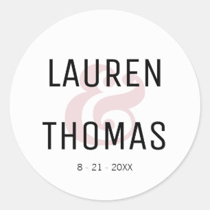 Adesivo Redondo Vinheta de Casamento de Ampersand Negra