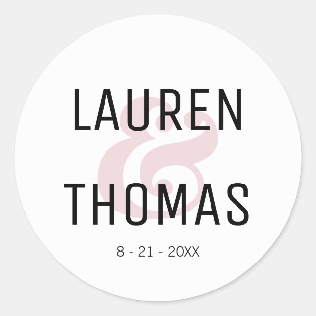 Adesivo Redondo Vinheta de Casamento de Ampersand Negra (Frente)