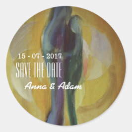 Adesivo Redondo Vinheta de Casamento de Casal Love Hug