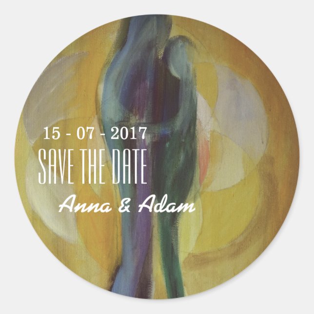 Adesivo Redondo Vinheta de Casamento de Casal Love Hug (Frente)