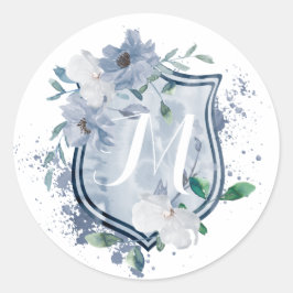 Adesivo Redondo Vinheta de Casamento de Casamento de Monograma com