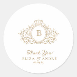 Adesivo Redondo Vinheta de Casamento de Casamento de Monograma Dou