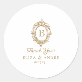 Adesivo Redondo Vinheta de Casamento de Casamento de Monograma Dou