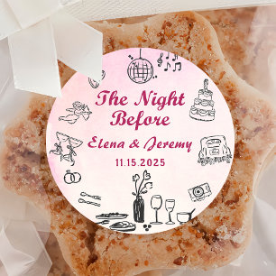 Adesivo Redondo Vinheta De Casamento De Desenho De Mão Simulada E 