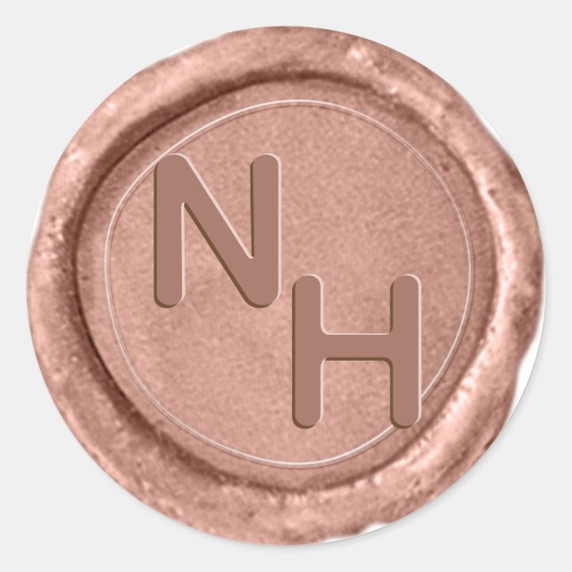 Adesivo Redondo Vinheta de Casamento de Monograma de Carnes Dourad (Frente)