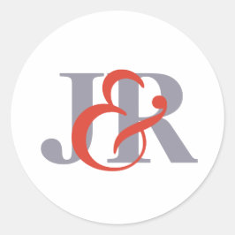 Adesivo Redondo Vinheta de Casamento de Monograma Moderno Elegante