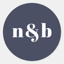 Adesivo Redondo Vinheta de Casamento de Monograma Moderno Simples