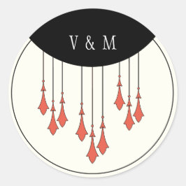 Adesivo Redondo Vinheta de Casamento de outono de meia-noite