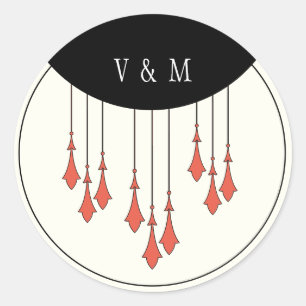 Adesivo Redondo Vinheta de Casamento de outono de meia-noite