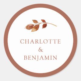Adesivo Redondo Vinheta de Casamento de outono Simples