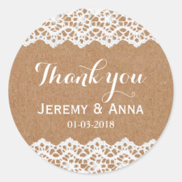 Adesivo Redondo Vinheta de casamento de renda