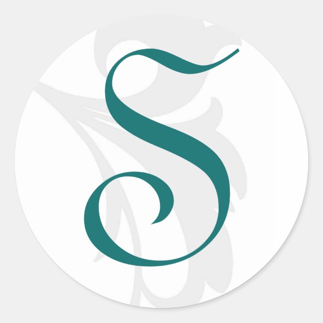 Adesivo Redondo Vinheta de Casamento do Monograma de Rolagem Elega (Frente)