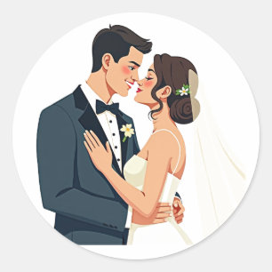 Adesivo Redondo Vinheta de Casamento Elegante