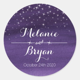 Adesivo Redondo Vinheta de casamento estrelada de lavagem de água