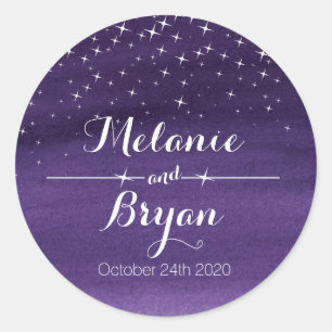 Adesivo Redondo Vinheta de casamento estrelada de lavagem de água