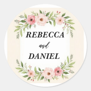 Adesivo Redondo Vinheta de Casamento Eucalyptus Personalizada -