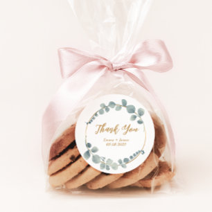 Adesivo Redondo Vinheta de Casamento Eucalyptus Silvery Watercolor