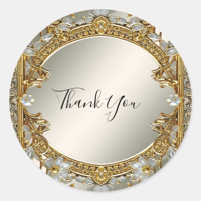 Adesivo Redondo Vinheta de Casamento Floral Floral Branco do Ornam (Frente)