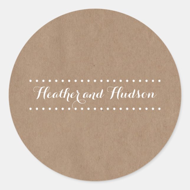 Adesivo Redondo Vinheta de Casamento Inspirada em Cartolina (Frente)