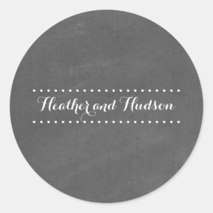 Adesivo Redondo Vinheta de Casamento Inspirada em Chalkboard