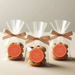 Adesivo Redondo Vinheta de Casamento Laranja Arredondado Mínimo Qu