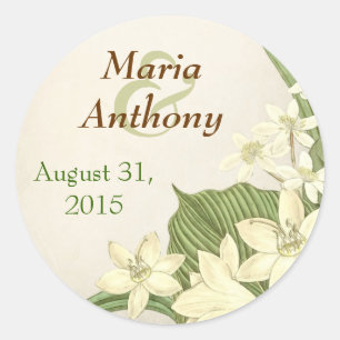 Adesivo Redondo vinheta de casamento lírio