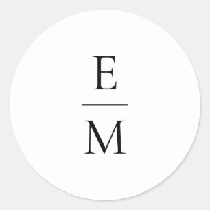 Adesivo Redondo Vinheta de Casamento Minimalista Monograma