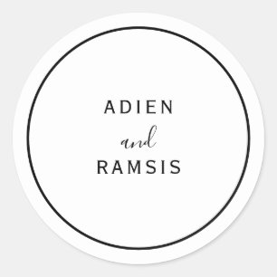 Adesivo Redondo Vinheta de Casamento Moderno Elegante