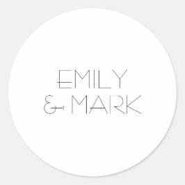 Adesivo Redondo Vinheta de Casamento Monocromático Mínimo EMILY Mo