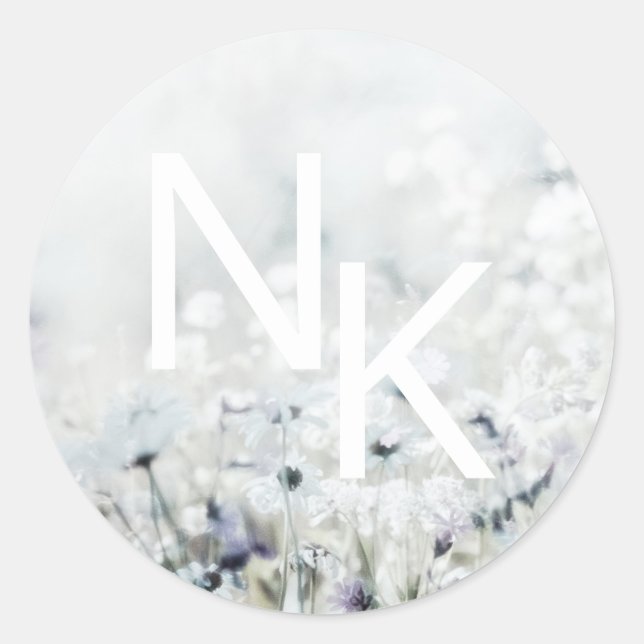 Adesivo Redondo Vinheta de Casamento Monogramada com a canção das  (Frente)