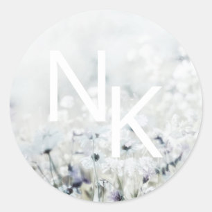 Adesivo Redondo Vinheta de Casamento Monogramada com a canção das 