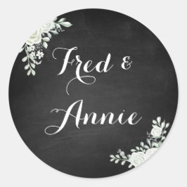 Adesivo Redondo Vinheta de Casamento Preto e Branco