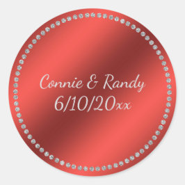 Adesivo Redondo Vinheta de Casamento Red Faux Foil