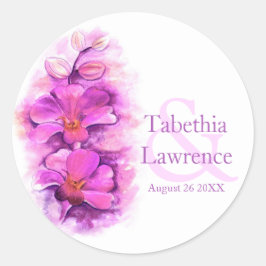 Adesivo Redondo Vinheta-de-casamento rosa-d-água-rosada estilizada