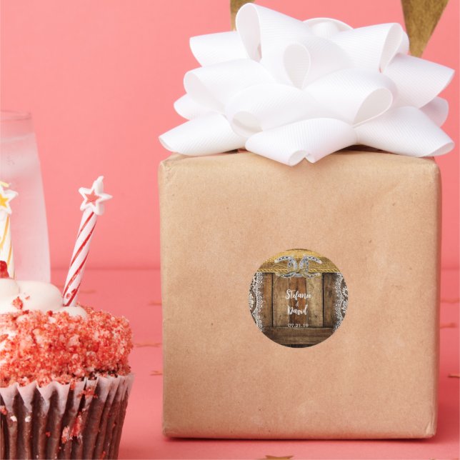 Adesivo Redondo Vinheta de Casamento Rustic Country Western (Festa)